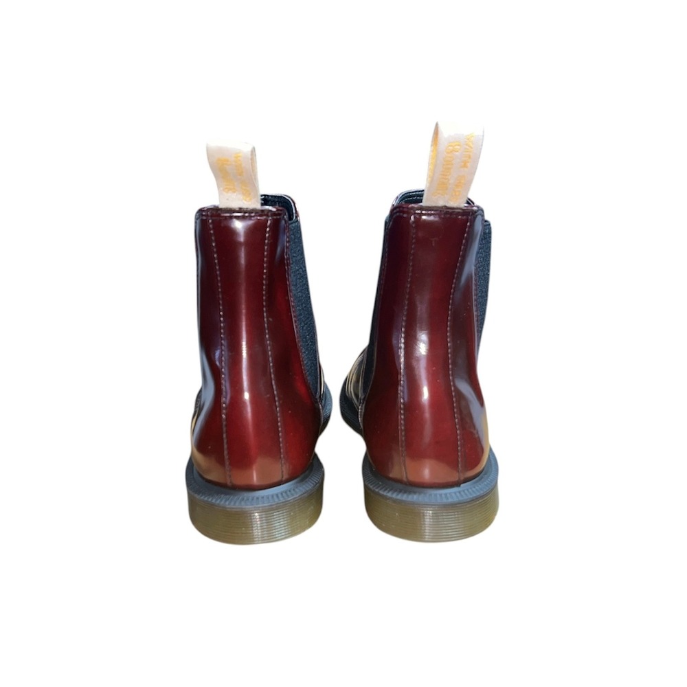 Dr. Martens Vegan Flora Chelsea Boots Womens 6 Cherry Red Glossy Pull On Boots - Picture 5 of 11